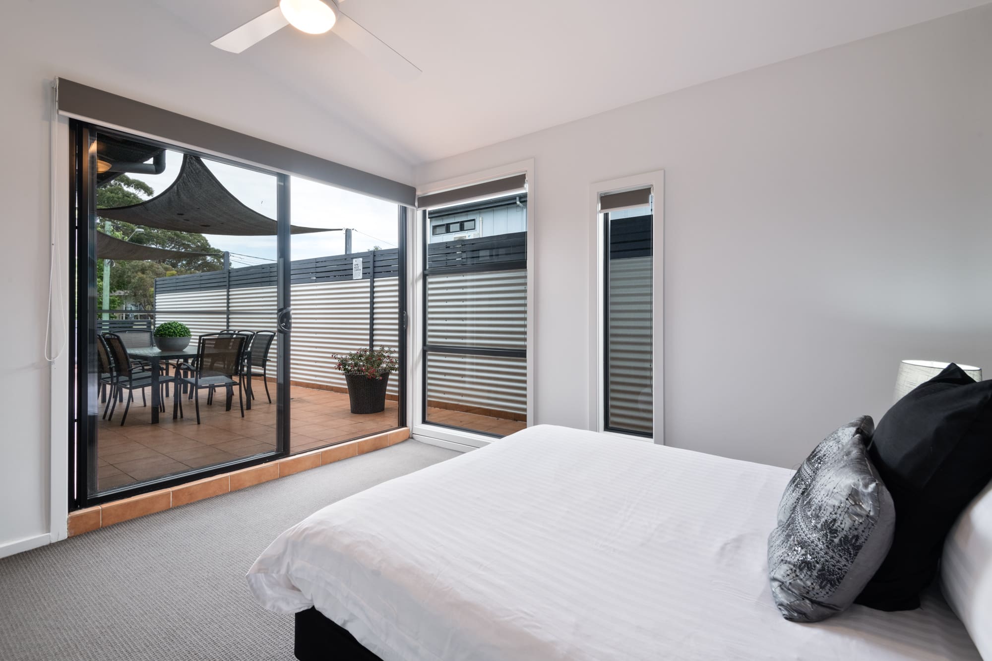 Nautilus Jervis Bay: bedroom balcony in Plantation Jervis Bay holiday apartment 